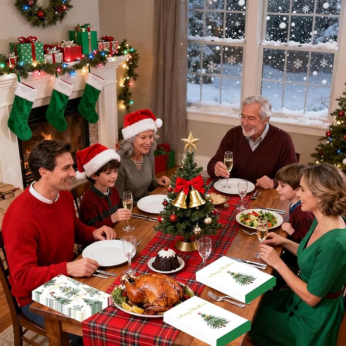 100 Pack Christmas Dinner Paper Napkins, Disposable Christmas Paper Hand Towels for Bathroom, Dinner, Kitchen & Xmas Holiday Party Supplies Xmas Guest Napkins Table Decor