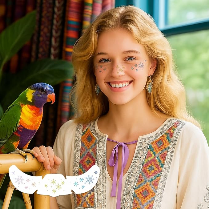 Temporary Tattoos Adult: Glitter Freckles & Star Face | Body Glitters with Face Glitter for Women Girls - Country Concerts Festival Rave Accessories (snowflakes)