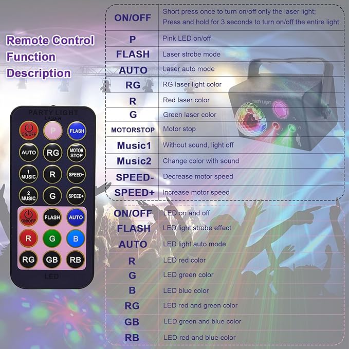 Disco Laser Lights Projector for Party: Sound Activated Dance Floor Light Disco Ball Lamp DJ Lazer Show Music Sync LED Club Strobe for Karaoke Indoor Outdoor Halloween Rave Kids Decorations