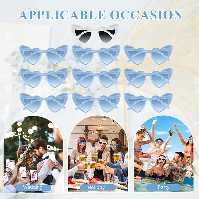 4/6/8/10/12 Pack Bachelorette Sunglasses Heart Sunglasses Vintage Heart Shaped Glasses for Women Bridal Party Wedding