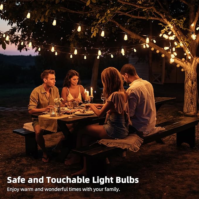 LED Outdoor String Lights, 25FT Outside Waterproof Patio Lights with 12+1 Shatterproof ST38 Edison Bulbs, 2700K Warm White Hanging Light, Dimmable Light for Back Yard Porch Party Gezebo