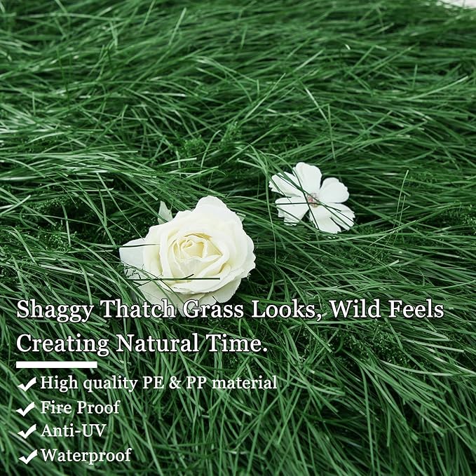 XLX TURF Green Square Fake Grass Placemats for Party Table Centerpiece Golf Theme Spring Summer Decor, Miniature Garden Artificial Thatch for Crafts -11"x11", 6 Pack