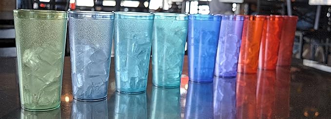 Party Outlaw Orange Plastic Cup Tumblers 6 Pc 16oz Lightweight, Heavy Duty Stackable Cafe Style Plastic Glasses. Reusable & Dishwasher Safe Ice Tea & Water Cupsafe Ice Tea & Water Cups