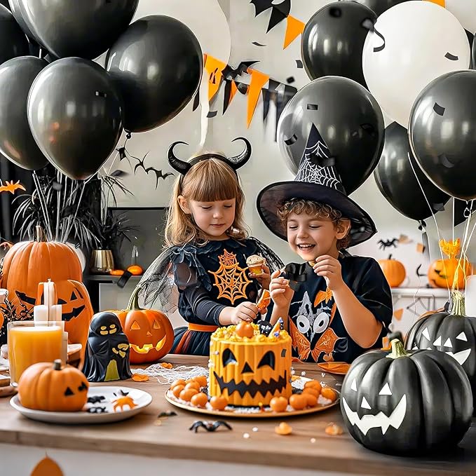 Black Halloween Balloons 110Pcs Black Balloon 12 inch, Latex Balloons for Birthday Party Baby Shower Wedding, Halloween Party Decorations and Spooky Party