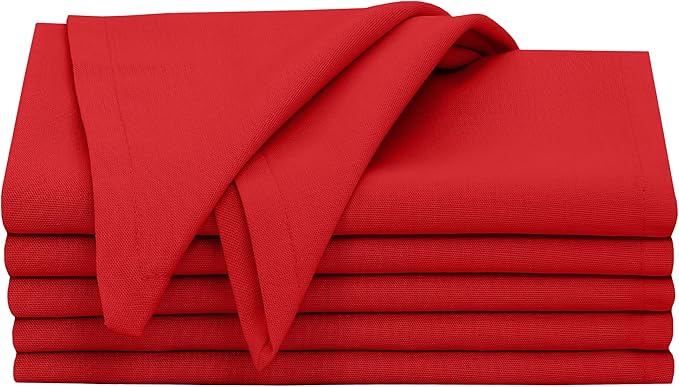 Ruvanti Cloth Napkins Set of 6, 18x18 Inches, 100% Cotton, Washable, Soft & Absorbent, Perfect for Wedding, Christmas, Thanksgiving Dinners - Flame Scarlet