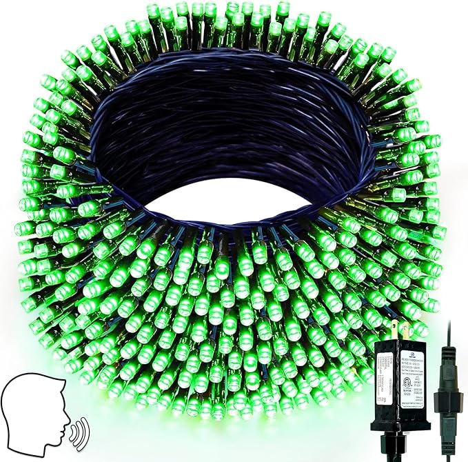 Voice Controlled Smart Christmas Lights Outdoor, 75.8ft 200 LED Extendable String Lights with 7 Voice Commands, 12 Modes & Timer, Waterproof Christmas Decorations for Party Tree Garden (Green)