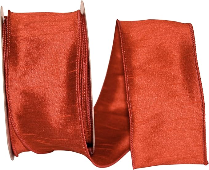 Reliant Ribbon 92975W-049-40H Dupioni Supreme Wired Edge Ribbon, 2-1/2 Inch X 20 Yards, Rust