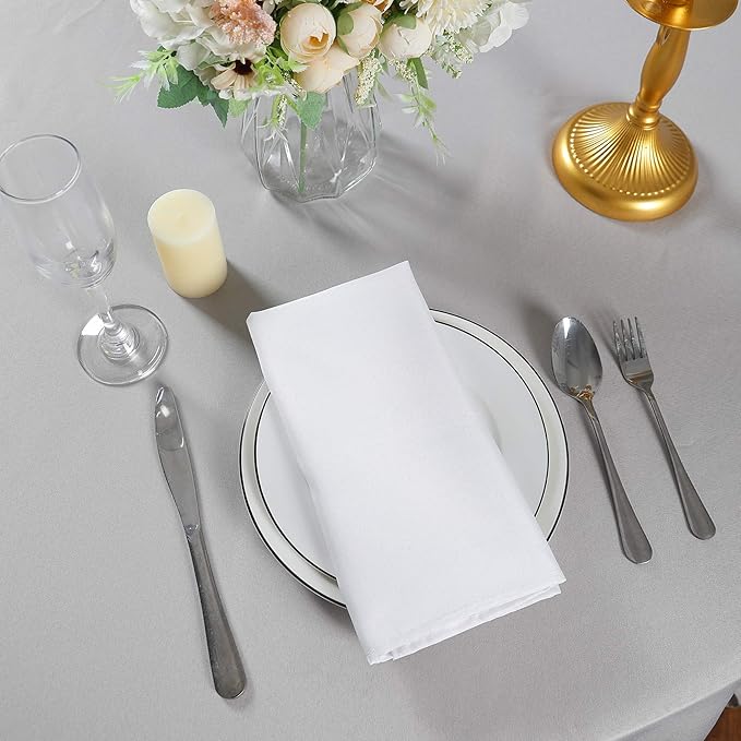 Cloth Napkins 17x17 inch Washable Polyester Dinner Napkins Soft Table Napkins for Wedding Party Dining Banquet(White,25PCS)