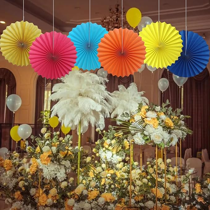 Yellow Birthday Decorations,DIY Yellow Paper Fans Hanging Decoration ,Party Supplies Party Fans 16in, Wedding Graduation Events Accessories 30 Color DIY Set (Yellow)