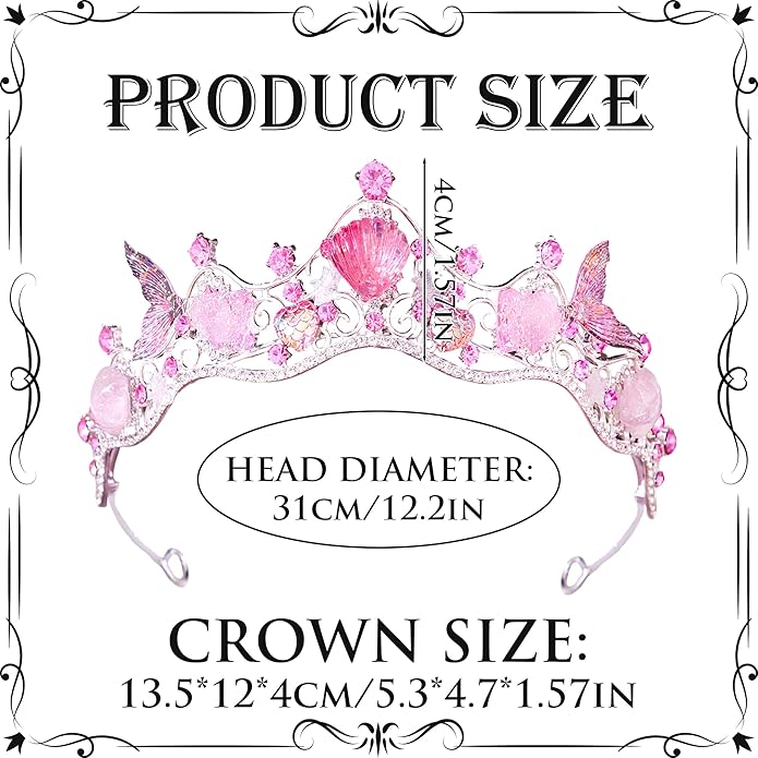 Mermaid Crown Sea Star Headband - Glitter Ocean Princess Headpiece Costume for Birthday Party Headwear Accessories