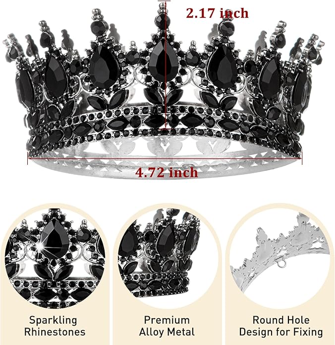 Gold Crown for Women, Crystal Queen Tiaras Headband Wedding Bridal Hair Accessories, Birthday Party Prom Cake Topper