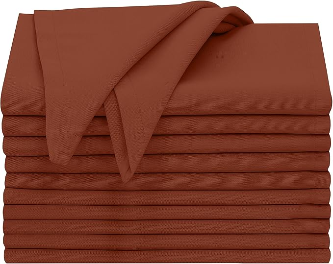 Ruvanti Cloth Napkins Set of 12, 18x18 Inches, Napkin Cloth Washable, Soft & Absorbent 100% Cotton Napkins, Perfect for Wedding, Christmas, Thanksgiving, and Dinner - Rust