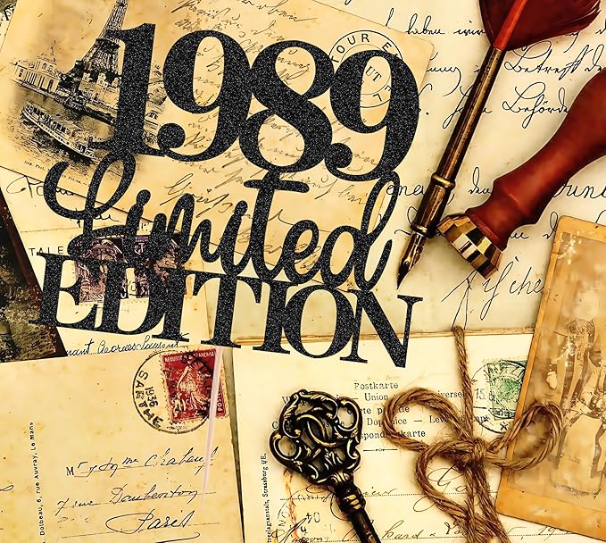 Limited EDITION 1989 Cake Topper - Black Glitter Happy 36th Birthday Party Cake Decoration Supplies, Cheer to 36 Years Cake Bunting Decor for 36th Birthday Party Photo Booth Props