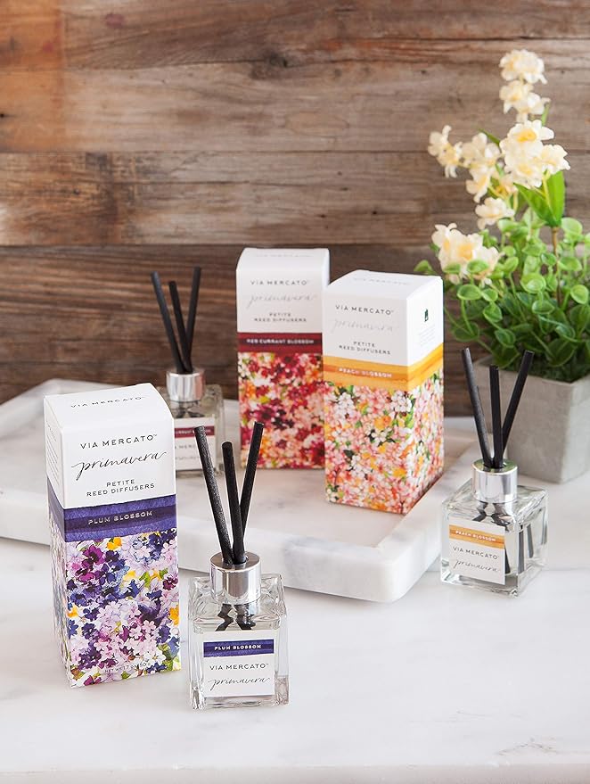 Via Mercato Primavera Spring Collection, Petite Reed Diffuser, Spring Flowers, 50 Gram