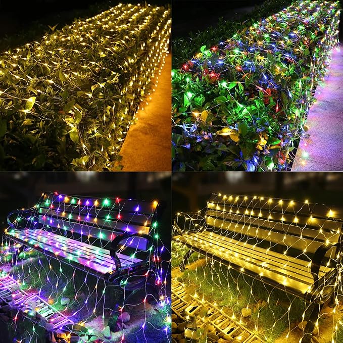 11.5ft x 5ft Color Changing Christmas Net Lights, 360 LED Bush Mesh Light with Remote, 11 Modes Color Changing Warm White & Multicolor Christmas Lights, Plug in Fairy Twinkle Light for Yard Xmas Decor