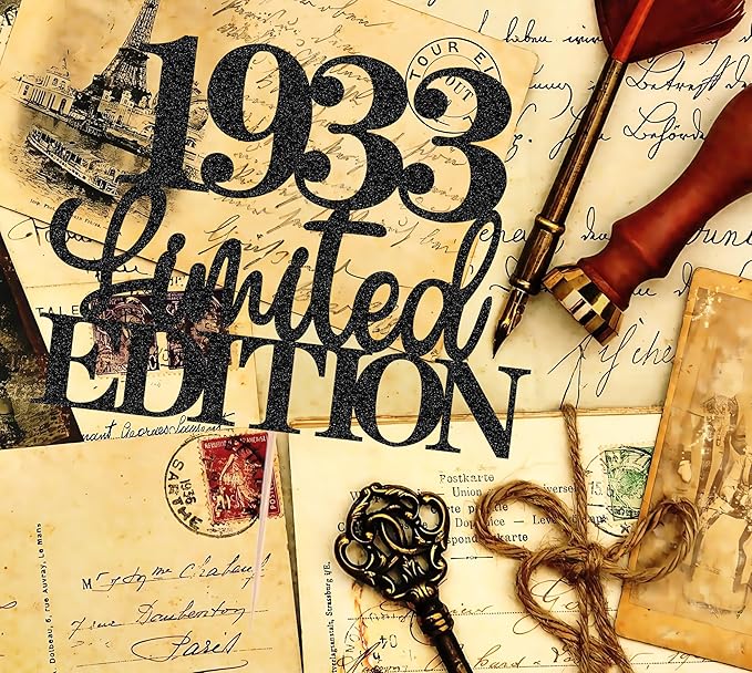 Limited EDITION 1933 Cake Topper - Black Glitter Happy 92nd Birthday Party Cake Decoration Supplies, Cheer to 92 Years Cake Bunting Decor for 92nd Birthday Party Photo Booth Props