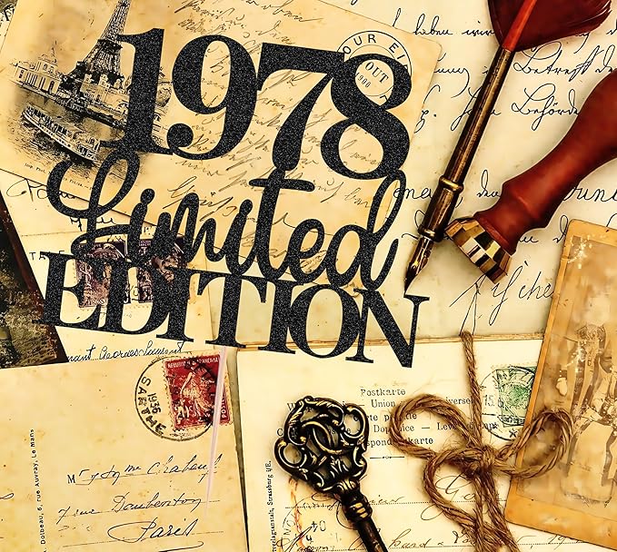 Limited EDITION 1978 Cake Topper - Black Glitter Happy 47th Birthday Party Cake Decoration Supplies, Cheer to 47 Years Cake Bunting Decor for 47th Birthday Party Photo Booth Props