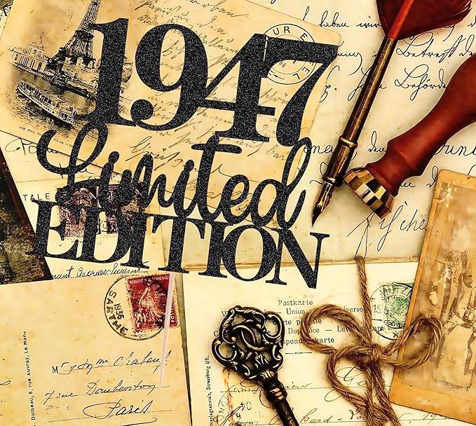 Limited EDITION 1947 Cake Topper - Black Glitter Happy 78th Birthday Party Cake Decoration Supplies, Cheer to 78 Years Cake Bunting Decor for 78th Birthday Party Photo Booth Props