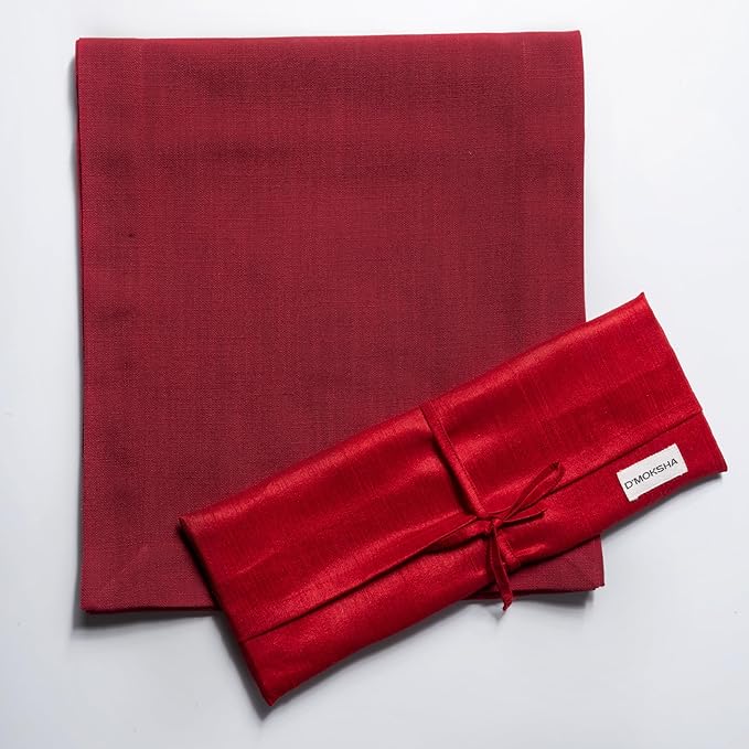 D'Moksha Homes Red Table Runner 14 x 90 Inch - Faux Linen Dining Table Runner 90 Inches Long - Wrinkle Resistant, Machine Washable for Fall, Thanksgiving, Christmas, Holiday - 100% Recycled Fabric