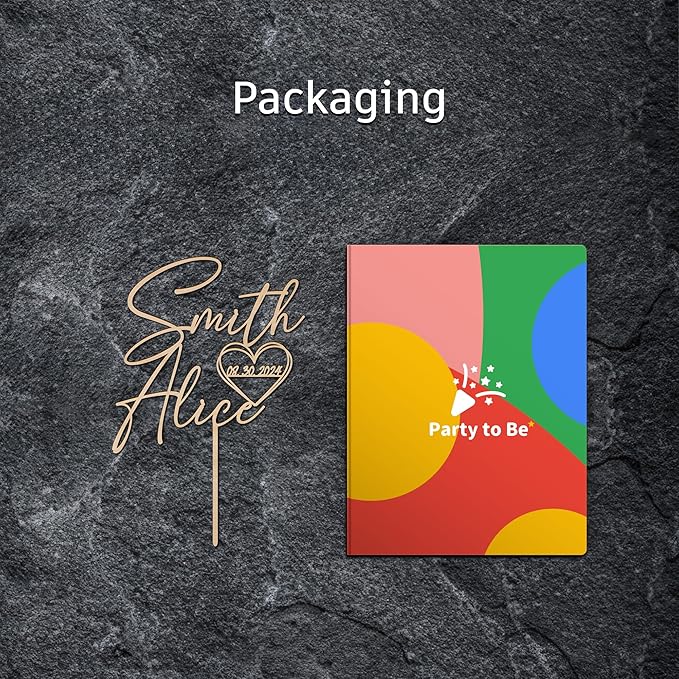 Personalized Wedding Cake Topper with Custom Bride and Groom's Names and Wedding Date in Heart Cake Decoration in Wood