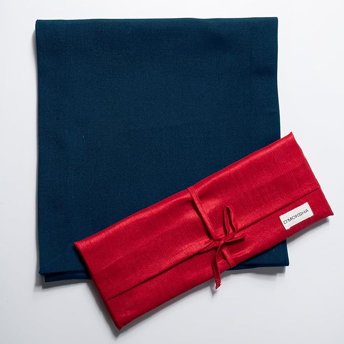 D'Moksha Homes Navy Blue Table Runner 14 x 120 Inch - Faux Linen Dining Table Runner 120 Inches Long - Wrinkle Resistant, Machine Washable for Thanksgiving, Holiday - 100% Recycled Fabric