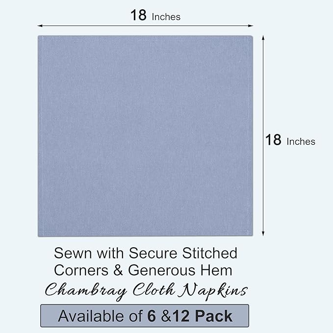 Ruvanti Cloth Napkins Set of 12, 18x18 Reusable Napkins Cloth Washable, Soft & Durable Table Napkin, Poly Cotton Fabric Dinner Napkins for Parties, Christmas, Thanksgiving, Weddings - Midnight Blue