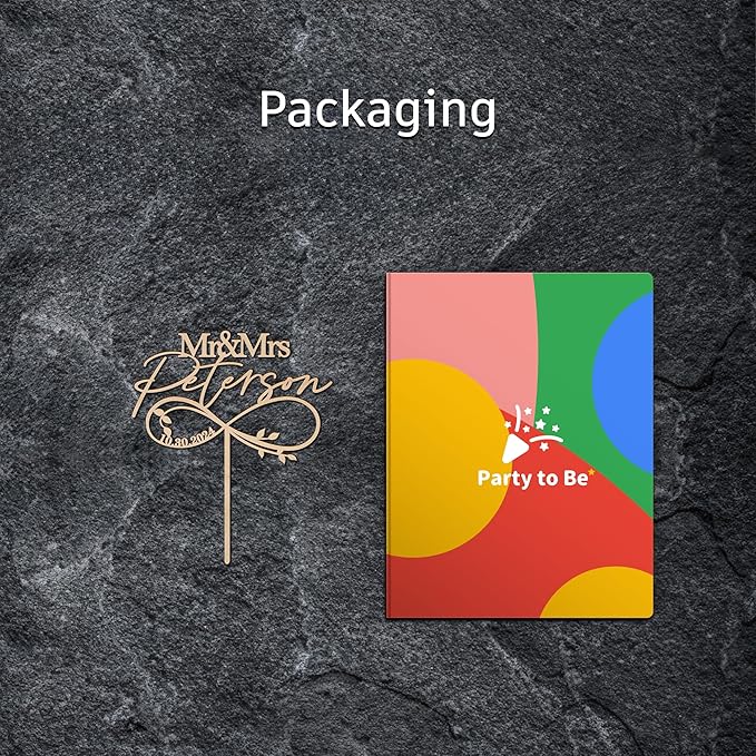 Mr & Mrs Wedding Cake Topper Personalized Bride & Groom's Last Name and Date Customized Wedding Anniversary Cake Decoration Leaves Infinity in Wood