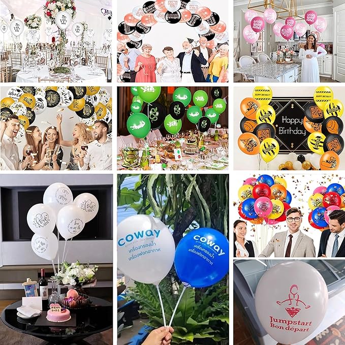 Custom Balloons Personalized balloons Design Your Own Logo Text, Balloon for Birthday Party Wedding Anniversary Graduation Business Decoration (12in, 100)