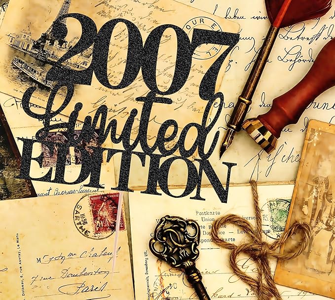 Limited EDITION 2007 Cake Topper - Black Glitter Happy 18th Birthday Party Cake Decoration Supplies, Cheer to 18 Years Cake Bunting Decor for 18th Birthday Party Photo Booth Props