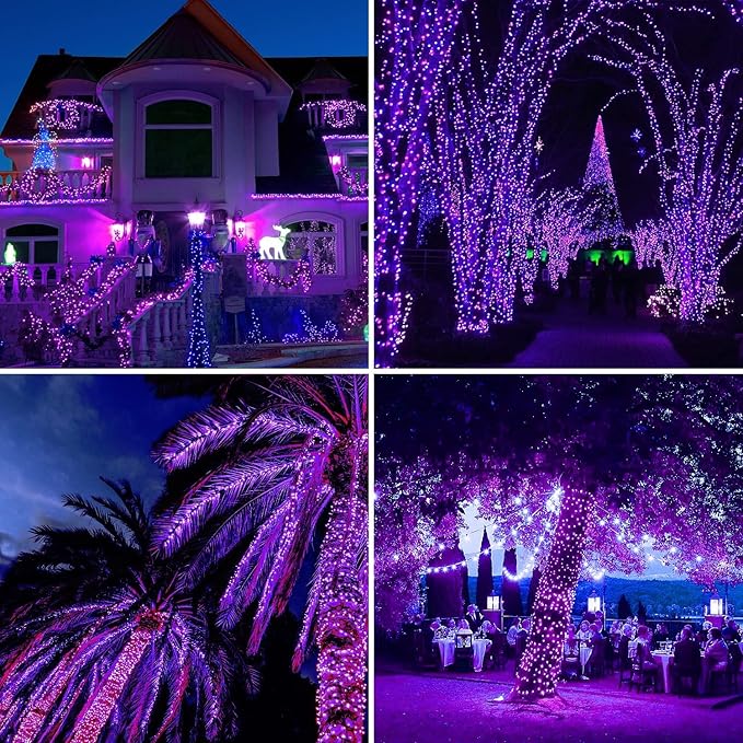YEGUO 165ft 500 LED Christmas Lights Outdoor Waterproof, Purple String Lights Plug in, Twinkle Christmas Tree Lights Indoor with Timer Memory 8 Modes