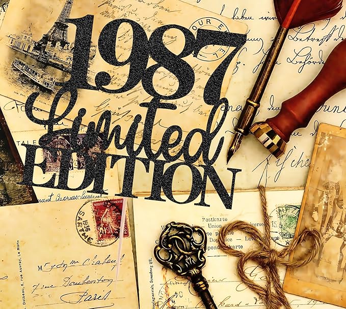 Limited EDITION 1987 Cake Topper - Black Glitter Happy 38th Birthday Party Cake Decoration Supplies, Cheer to 38 Years Cake Bunting Decor for 38th Birthday Party Photo Booth Props