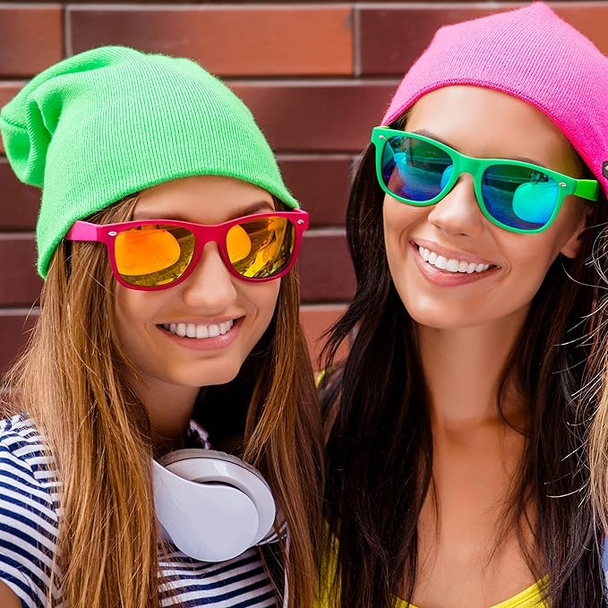 Fsmiling Green Sunglasses Bulk Adult Party Sunglasses 80s Sunglasses Pack for Men Women Christmas St. Patrick's Day Party Favors-10Pack