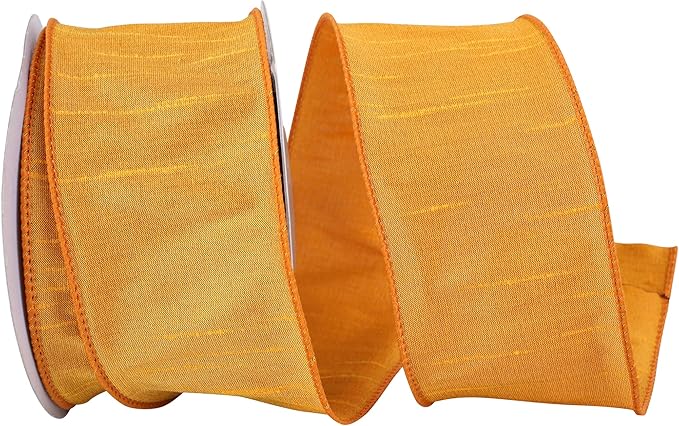 Reliant Ribbon 92975W-662-40F Dupioni Supreme Wired Edge Ribbon, 2-1/2 Inch X 10 Yards, Yellow Gold