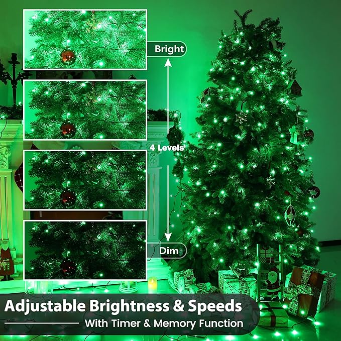 Christmas Lights Outdoor, 164ft 500 LED RGB Color Changing String Lights with Remote, Red and Green Christmas Lights - Plug in Twinkle White Lights for Decor Indoor Party Garden Yard