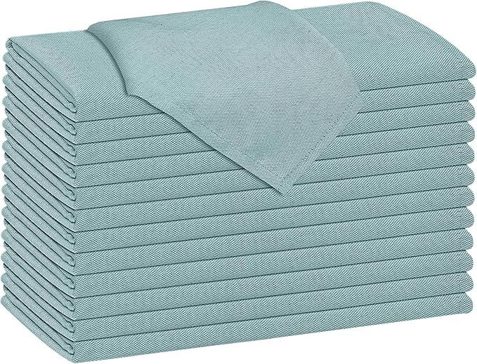 Ruvanti Cloth Napkins Set of 12, 18x18 Reusable Napkins Cloth Washable, Soft & Durable Table Napkin, Poly Cotton Fabric Dinner Napkins for Parties, Christmas, Thanksgiving, Weddings - Teal