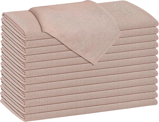 Ruvanti Cloth Napkins Set of 12, 18x18 Reusable Napkins Cloth Washable, Soft & Durable Table Napkin, Poly Cotton Fabric Dinner Napkins for Parties, Christmas, Thanksgiving, Weddings - Rust