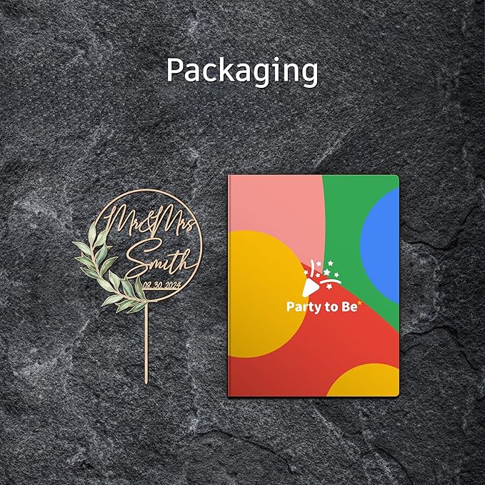 Wedding Cake Topper Mr & Mrs Personalized Last Name Date Green Leaves Wooden Cake Topper Wedding Anniversary Keepsake