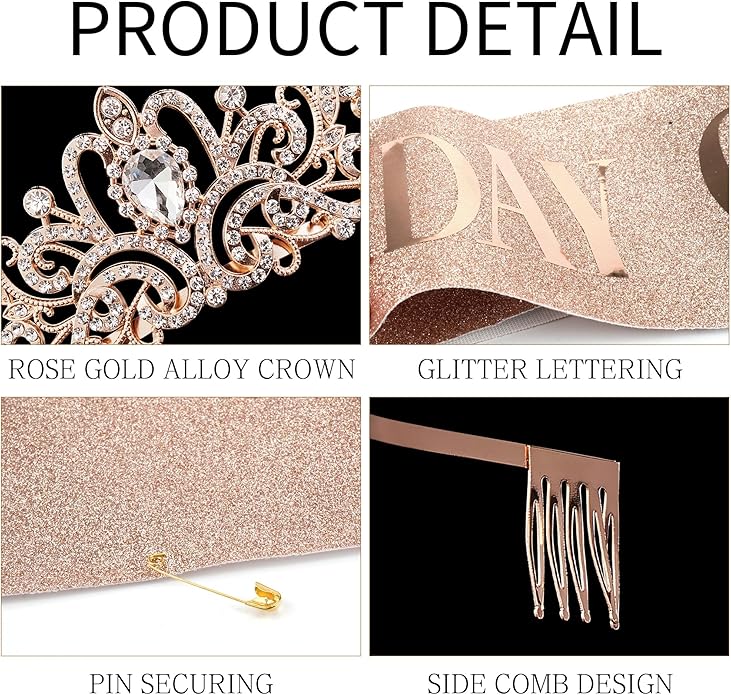 Gold Crown for Women Crystal Princess Tiaras Rhinestone Queen Headband Wedding Bridal Hair Accessories Birthday Prom Pageant Party Coming of Age Ceremony Photo Props