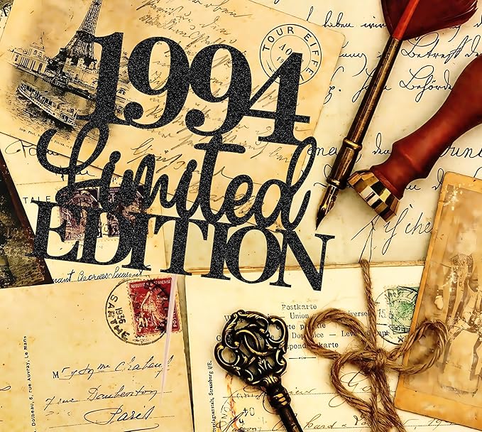 Limited EDITION 1994 Cake Topper - Black Glitter Happy 31st Birthday Party Cake Decoration Supplies, Cheer to 31 Years Cake Bunting Decor for 31st Birthday Party Photo Booth Props