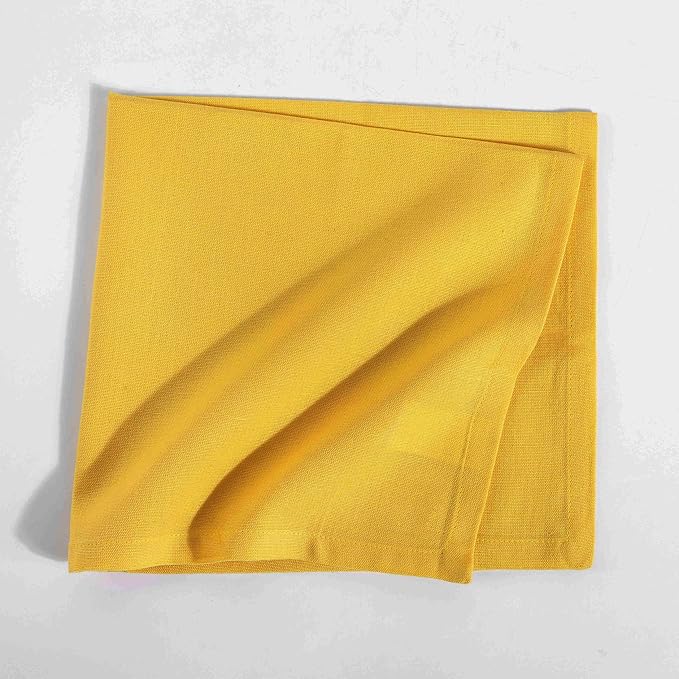 TARAN LIVING Cotton Cloth Napkins Solid Bright Yellow Easter Dinner Napkin Table Cloth Napkins Gift for Her Him Parties Holiday - 18x18 Inches Pack of 12
