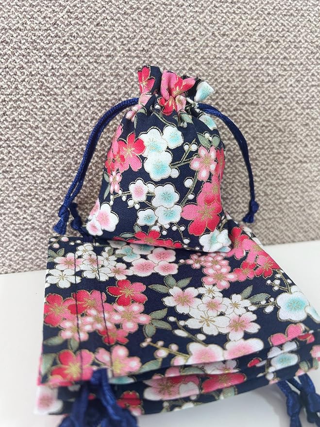 Autupy 20 Pieces 3 x 4 inches Small Floral Drawstring Gift Bags Cotton Jewelry Pouches Sacks for Bridal Shower Birthday Wedding
