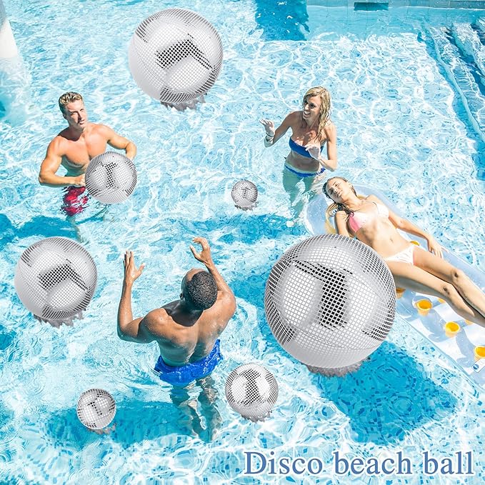 HyDren 12 Set Inflatable Disco Ball with Cover Foldable Hanging Mirror Disco Ornaments for Christmas Wedding Birthday Baby Shower Bachelorette Party Indoor Outdoor (16/12/8/6 Inch)