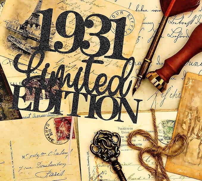 Limited EDITION 1931 Cake Topper - Black Glitter Happy 94th Birthday Party Cake Decoration Supplies, Cheer to 94 Years Cake Bunting Decor for 94th Birthday Party Photo Booth Props