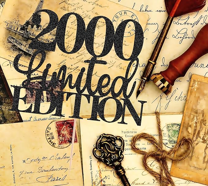 Limited EDITION 2000 Cake Topper - Black Glitter Happy 25th Birthday Party Cake Decoration Supplies, Cheer to 25 Years Cake Bunting Decor for 25th Birthday Party Photo Booth Props