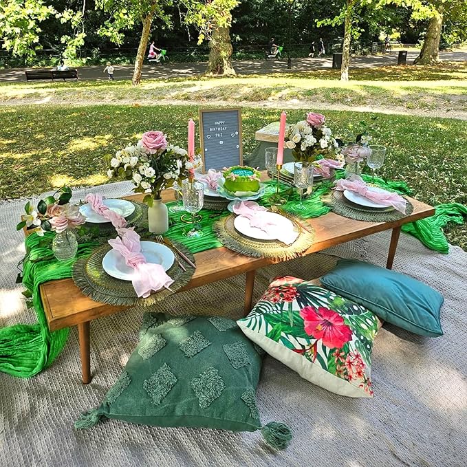 12 Pack Green Cheesecloth Table Runner 10FT Boho Cheese Cloths Gauze Fabric Table Runners 120 Inch Rustic for Christmas Wedding Birthday Party Baby Shower Centerpiece Home Decorations