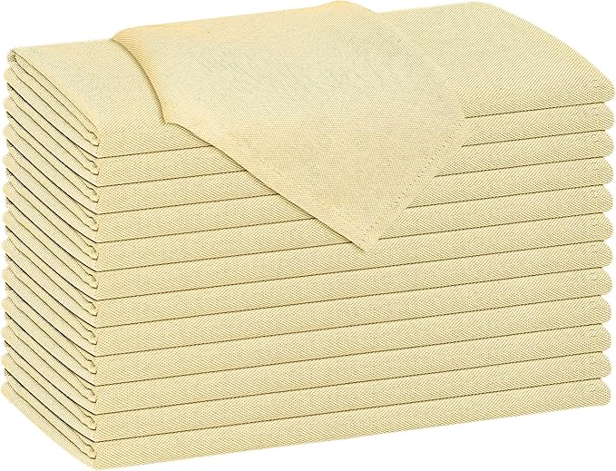 Ruvanti Cloth Napkins Set of 12, 18x18 Reusable Napkins Cloth Washable, Soft & Durable Table Napkin, Poly Cotton Fabric Dinner Napkins for Parties, Christmas, Thanksgiving, Weddings - Cream