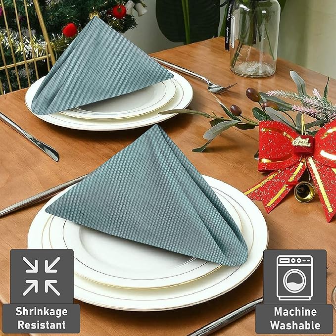 Ruvanti Cloth Napkins Set of 6, 18x18 Reusable Napkins Cloth Washable, Soft & Durable Table Napkin, Poly Cotton Fabric Dinner Napkins for Parties, Christmas, Thanksgiving, Weddings - Teal