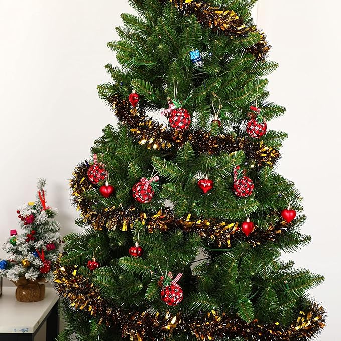 Dilunave 40 Feet Christmas Tinsel Garland Metallic Foil Twist Tinsel Garland Decoration for Christmas Tree, Wedding, Birthday and Party Hanging Decorations(Black, Gold)