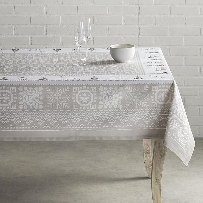 Maison d' Hermine Table Cloth Square Table 100% Cotton 54 x 54 Inches Fall Tablecloth Reusable Everyday Use for Thanksgiving Christmas Decorations Dining Farmhouse Party (Cozy Christmas)