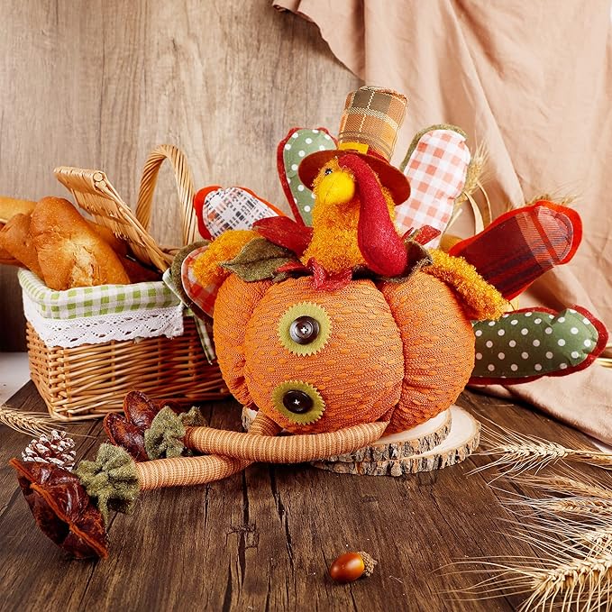 FORUP Thanksgiving Turkey Table Decoration, 32 Inch Turkey Doll for Autumn Fall Harvest Halloween Home Decorations, Male